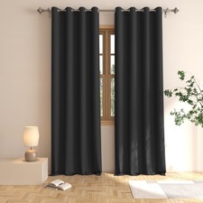 Black Blackout Curtains Bedroom 92 inches Long Window Curtain Panels Room Dar...