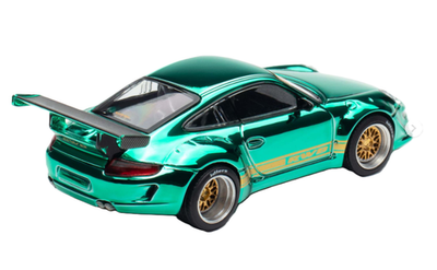 Pop Race 1:64 Porsche 997 RWB Chrome Green Tokyo Auto Salon HK