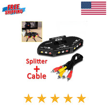 Fosmon 3 Port AV Composite RCA Selector Box Switch Splitter w/ Cable Cord Plug