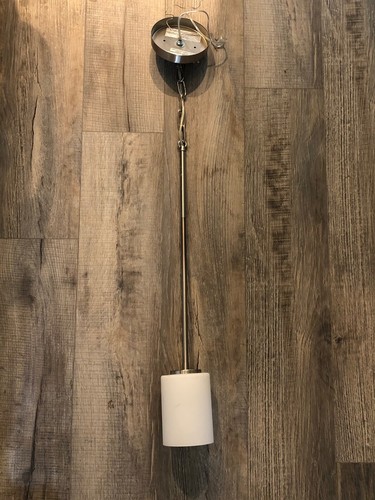 35" Stainless Steel Silver Modernist Pendant Hanging Focal Light w/Frosted Shade - Picture 6 of 12