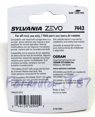 Sylvania ZEVO LED Light 7443 White 6000K Two Bulbs Front Turn Signal Upgrade EO - Picture 3 of 12