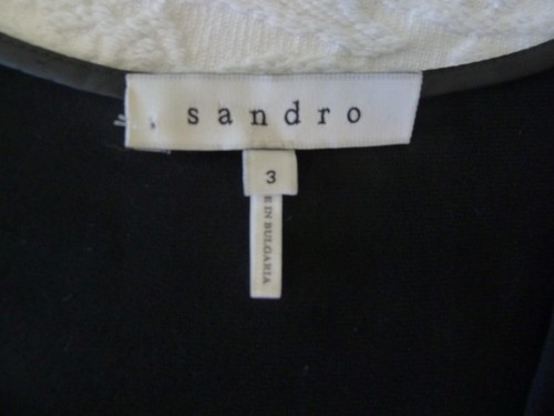 Vestido Corto SANDRO Paris Negro Tejido a Piezas + Cebra Encaje Cintura Caída 3 S M $475 Usado en Excelente Condición - Imagen 8 de 16