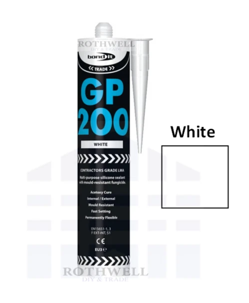 BOND IT Sigillante Silicone BIANCO Antimuffa Cucina Bagno Unibond Guarnizione Tubi 300ml