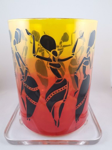 Dancing Shadowz African Glass Art, Dancing Tribal Women & Sunset Candle Holder - Picture 3 of 21