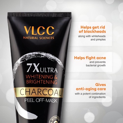 VLCC 7X Ultra Whitening & Brightening Charcoal Peel Off Mask - 100g free ship - Picture 2 of 4
