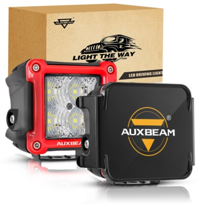 AUXBEAM 3''inch LED Driving Light Bar SPOT Pods Work Lamp & Black Cover Shield