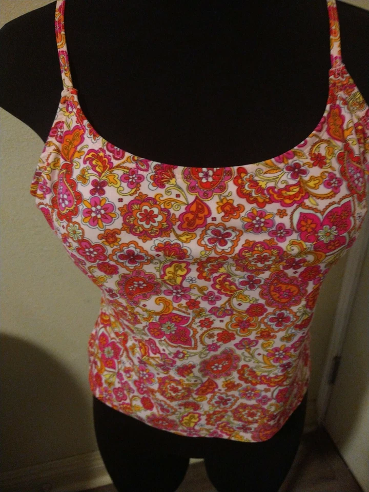 Tankini top floral vintage Swim Systems pink  Size Large fits more like a medium - Image 3 of 4