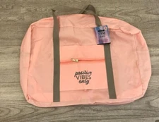 Best Brands Foldable Carry Gym Bag Positive Vibes Only Pink NWT