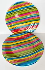Lot Of 4 Pier 1 Pier One Melamine Salad Plates 8.5" Stripe Summer Outdoor Picnic