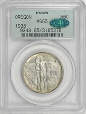 1938 Oregon Trail Commemorative Half Dollar 50c PCGS MS65 CAC, OGH [BN278]