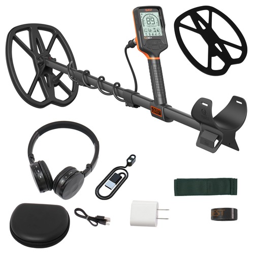 Quest Q30+ Metal Detector w/Wirefree Lite Headphones& RaptorX TurboD 9x11" Coil - Picture 1 of 8