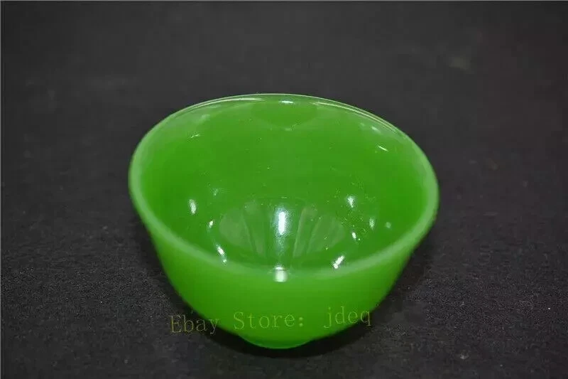 Китайский натуральный нефрит зеленый стакан ручной работы чай чашка вина чашка - Изображение 2 из 4