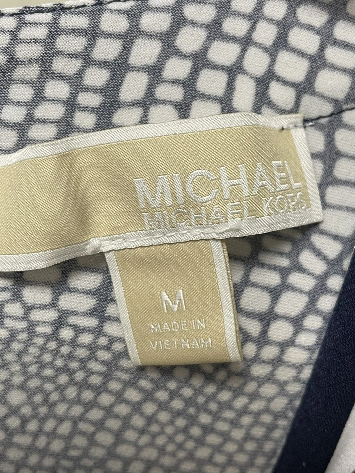 Mini abito donna Michael Kors medio bianco navy maniche lunghe stampa animalier zip