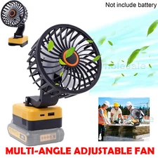 Cordless Jobsite Fan For Dewalt 18V 20V Max Camping Workshop Mini Fan w/USB Port