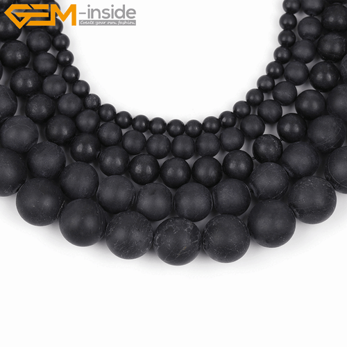 Natural Gemstone Frost Matte Black Tourmaline Loose Beads For Jewelry Making 15" - Picture 2 of 43
