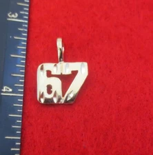 14KT GOLD EP NUMBER "67" DIAMOND CUT CHARM