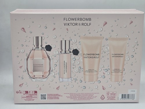 Viktor & Rolf Flowerbomb 4pc Gift Set 3.4oz - 100ml & 20ml Parfum & Body Creme - Picture 3 of 4
