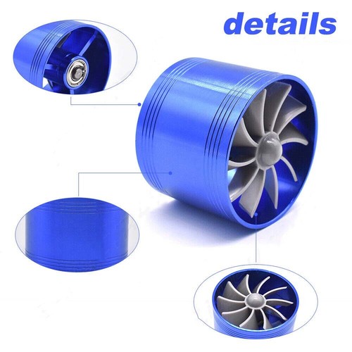 Universal Car Air Intake Turbonator Single Fan Turbine Gas Fuel Saver Turbo Blue - Bild 5 von 10