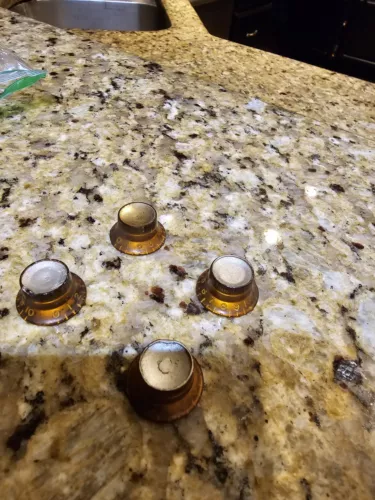 Vintage 1960 - 1964 USA GIBSON Gold Guitar Reflector Knobs Vol Tone