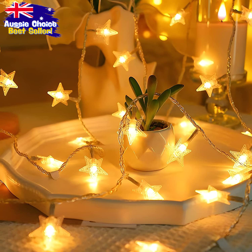 LED Star Fairy Lights 20 LEDs 10 FT Battery Christmas Wedding Warm White - Picture 7 of 12
