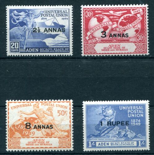 (J077) Aden, Qu'aiti State of Shihr & Mukalla, 1949 SG16-19 UPU MH Cat: £7