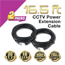 2x Power Supply Extension Cable 5M meters Standard Cord for CCTV Security Camera