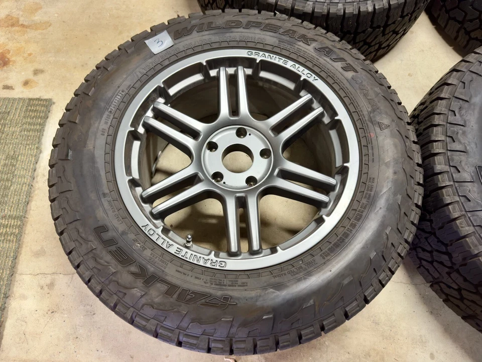 REDUCED (4) Falken Wildpeak AT3W tires mounted to Granite Alloy wheels w/TPMS - Image 4 of 4