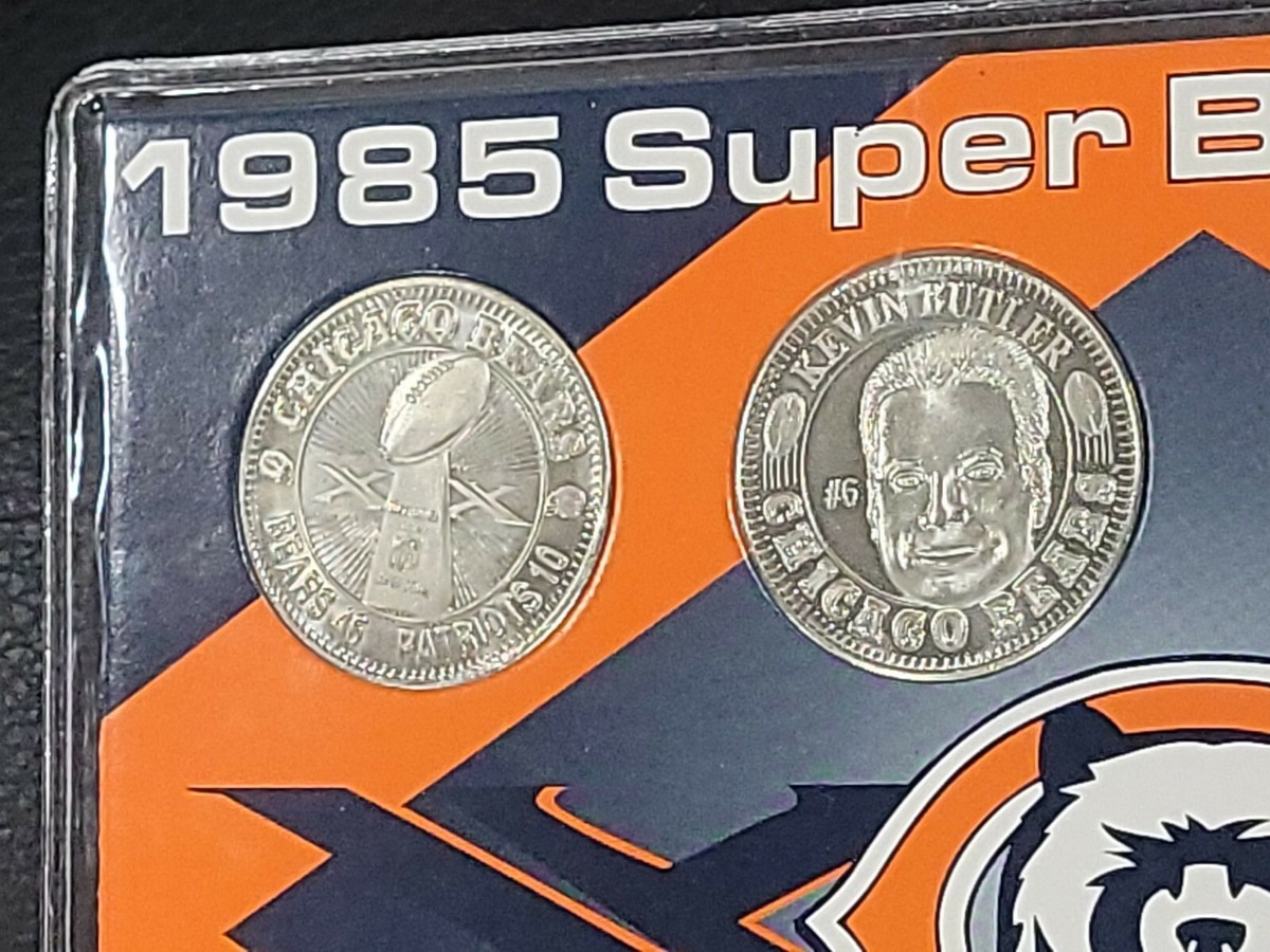 1985年 シカゴベアーズ 記念バッジセット 1985 Chicago Bears Super Bowl Champs 10th Anniversary Coins | eBay