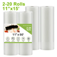 2-20 Rolls 11"x50' Vacuum Sealer Food Saver Bags Rolls 4Mil Embossed Storage Bag