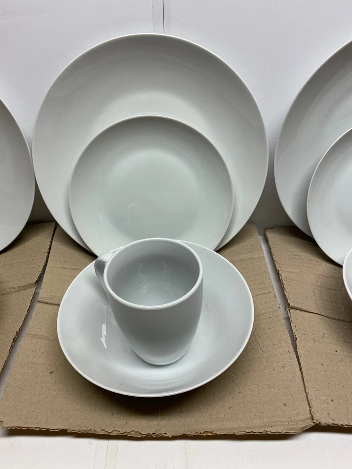 Juego de vajilla para microondas de plato blanco puro de 15 piezas utensilios de cocina de porcelana Foto 2 de 3