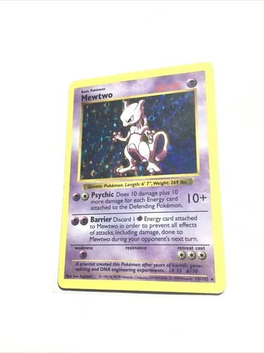 MEWTWO - 10/102 - Base Set SHADOWLESS - Holo - Pokemon Card - HP
