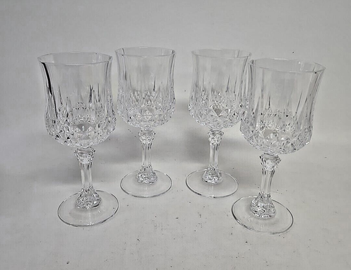 Longchamp Cristal d'Argues Glasses 7'' Water Wine Goblets Set of 4 Boxed - Picture 2 of 3