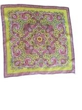 Vintage Pink Green Paisley Square Acetate Scarf