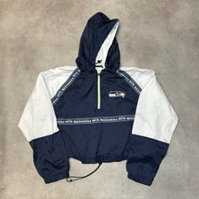 Seattle Seahawks Anorak Jacket Womens Nfl Half-zip Windbreaker, Navy, Xl