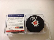 Mark Giordano Signed Hockey Puck Calgary Flames PSA DNA COA Autographed d