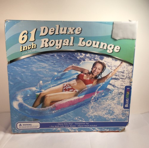 Pool Float Deluxe Royal Lounge Inflatable Olympia 61” Blue Multicolor - Picture 3 of 10