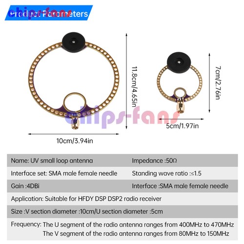 Universal UV UHF 400M-470MHz+ VHF FM 80M-150MHz Mini FM Loop Antenna Connector - Zdjęcie 4 z 13