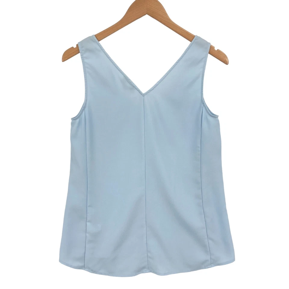 Camiseta sin mangas Nordstrom para mujer pequeña azul lisa sin mangas cuello en V pulóver ligero Foto 2 de 4