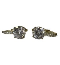 CZ Gold-Tone LeverBack Dangle Earrings