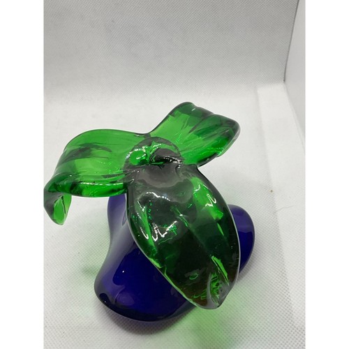 Kornblume blaue Tulpe mit grünen Blättern Kunst Glas Votivhalter - Bild 4 von 8