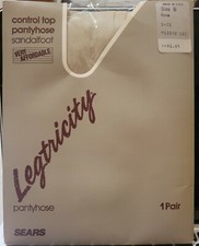 Sears Legtricity Size B made in US control top Pantyhose Sandalfoot Sheers BONE