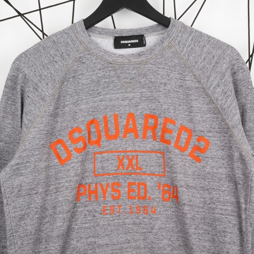 DSQUARED2 Mens Crew Neck Cotton Gray Big Centr Logo Sweatshirt Pullover Jumper M - Picture 3 of 10