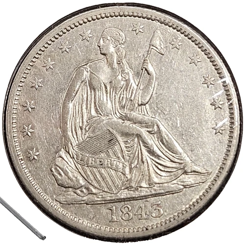 1843 Seated Liberty Half Dollar | ALMOST UNC to CHOICE ALMOST UNC (AU+)
