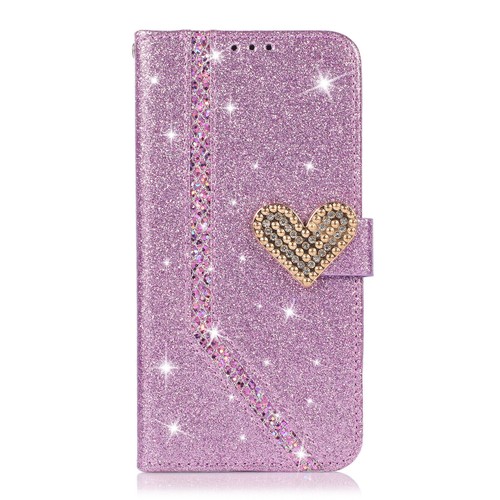 Leather Bling Love Glitter Wallet Phone Case For Samsung S24 S23 A34 A54 A14 - Picture 10 of 17