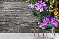 3D Wooden Floral Wallpaper Wall Mural Removable Self-adhesive 199