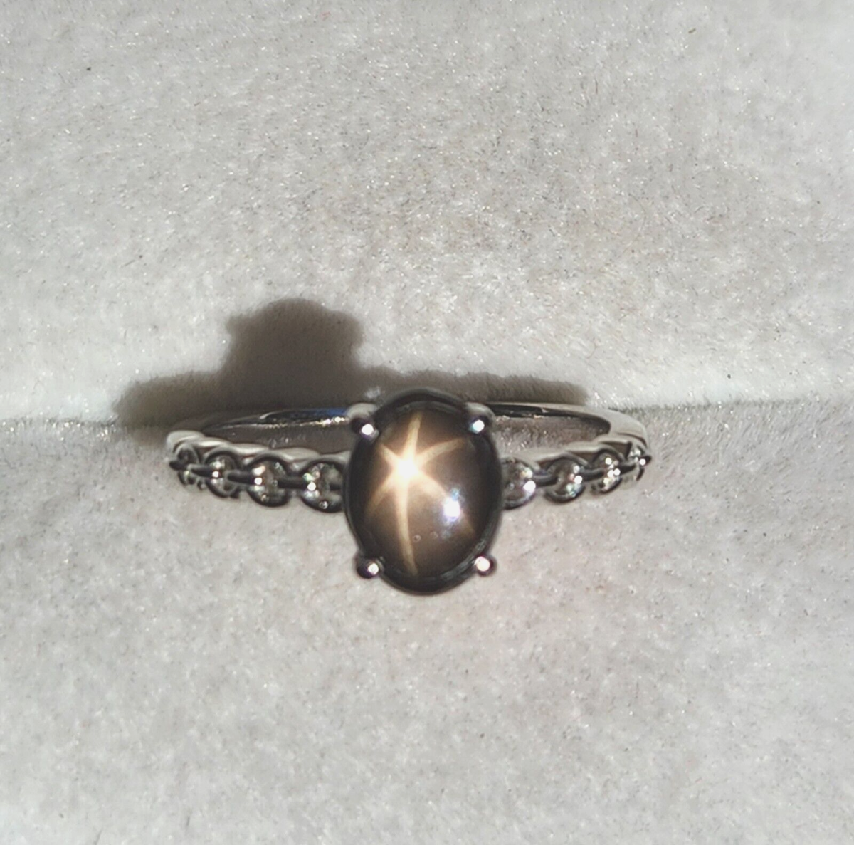 ★SENTIMENTS★ NO.559 [BLACK] STAR CUBIC RING Natural Genuine Black Star of India and Real Crystal Studded
