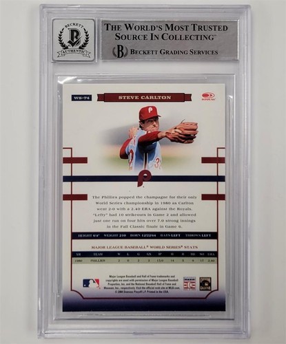 Steve Carlton signed 2004 Donruss World Series BLUE #74 card BAS 10 auto - Picture 2 of 2