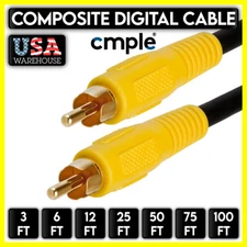 RCA Subwoofer Cable Single 1 RCA Composite Cord Yellow AV Audio Video Wire