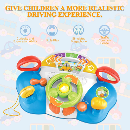 Toddler Steering Wheel Toy Baby Musical Toy for Toddler 1-3 Years Old, Boy & Gir - Picture 2 of 12