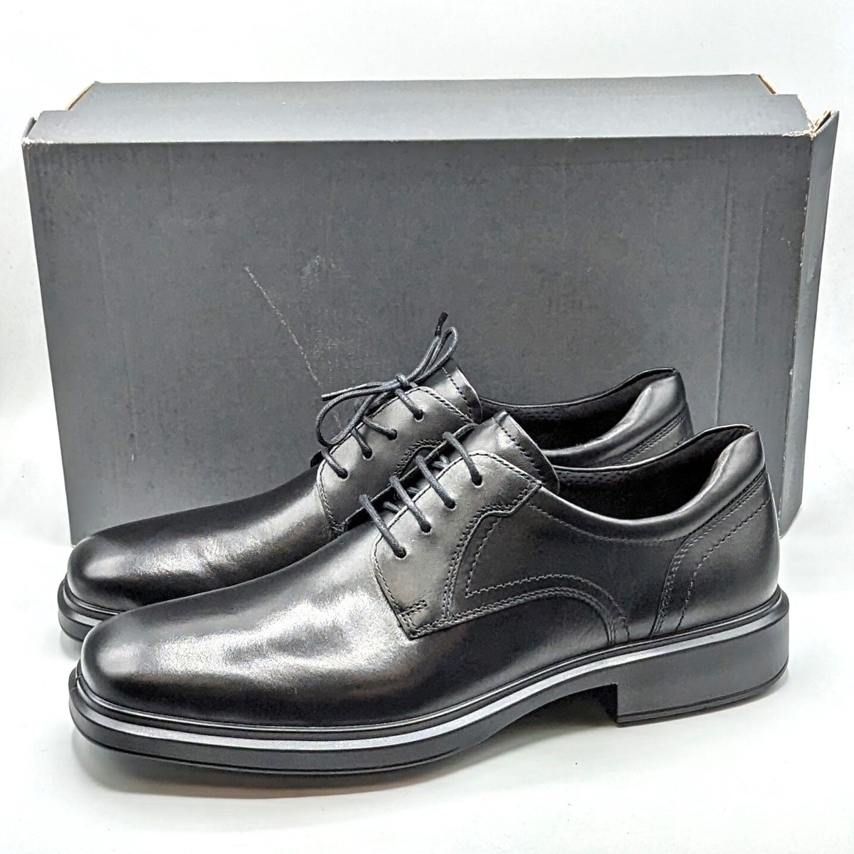 ECCO Helsinki Men's Plain Toe Leather Derby Tie Oxford Dress Shoe  [Black] 13